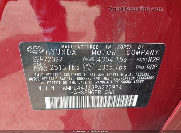 KMHL44J23PA272924 2023 HYUNDAI SONATA Красный Вид подкапотного пространства
