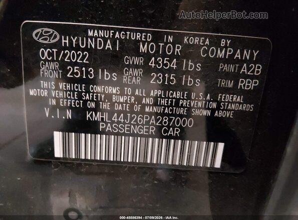 KMHL44J26PA287000 2023 HYUNDAI SONATA Black Engine compartment view