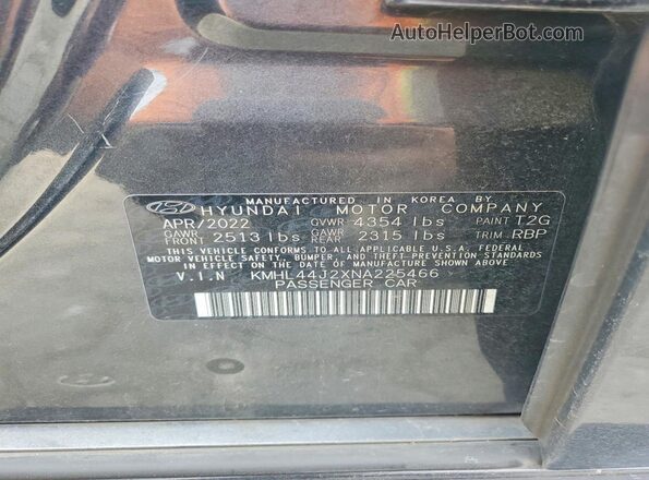 KMHL44J2XNA225466 2022 HYUNDAI SONATA Black Engine compartment view
