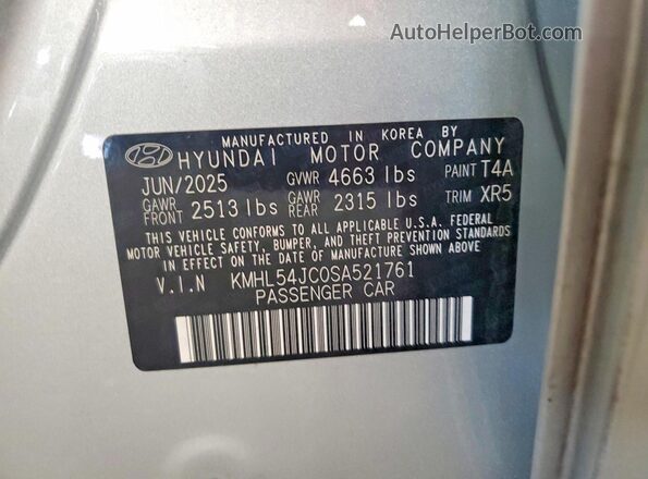 KMHL54JC0SA521761 2025 HYUNDAI SONATA Silver VIN կոդի պիտակի տեսք