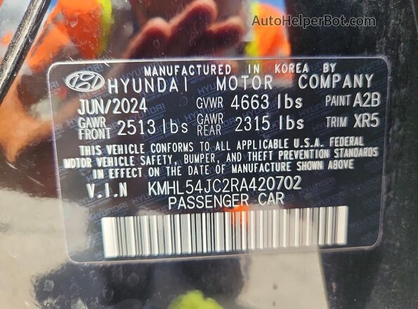 KMHL54JC2RA420702 2024 HYUNDAI SONATA Черный Вид наклейки с VIN-кодом