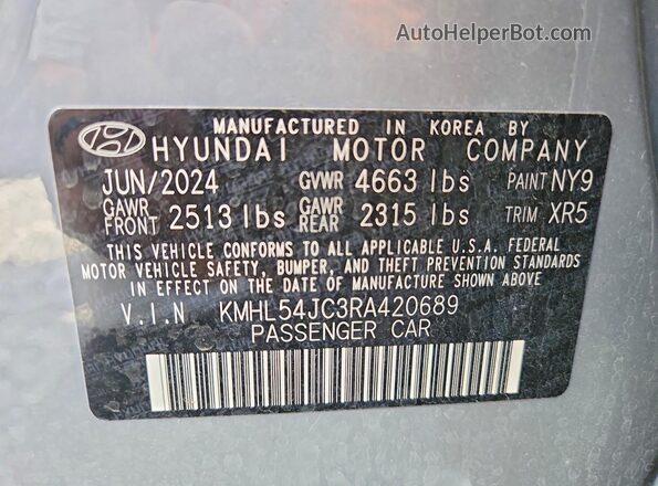KMHL54JC3RA420689 2024 HYUNDAI SONATA Синий Вид наклейки с VIN-кодом