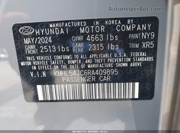 KMHL54JC6RA409895 2024 HYUNDAI SONATA Gray Շարժիչի բաժամունքի տեսք