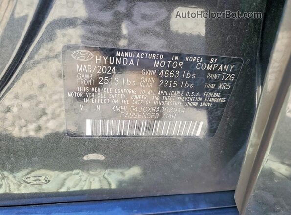 KMHL54JCXRA393944 2024 HYUNDAI SONATA Gray VIN კოდის სტიკერის ხედი
