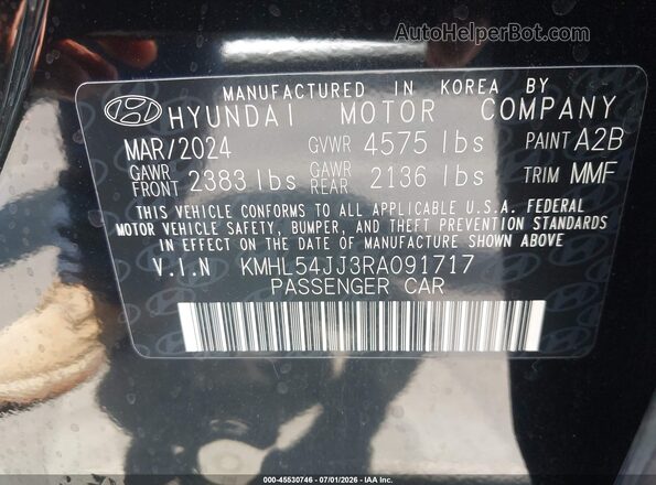 KMHL54JJ3RA091717 2024 HYUNDAI SONATA HYBRID Black Widok komory silnika