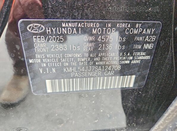 KMHL54JJ7SA124708 2025 HYUNDAI SONATA Black Widok naklejki z numerem VIN