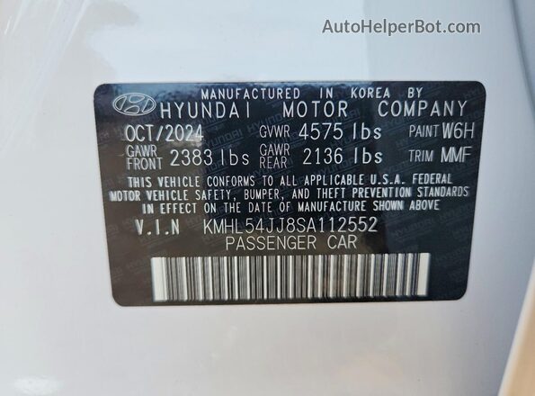 KMHL54JJ8SA112552 2025 HYUNDAI SONATA White Вид підкапотного простору