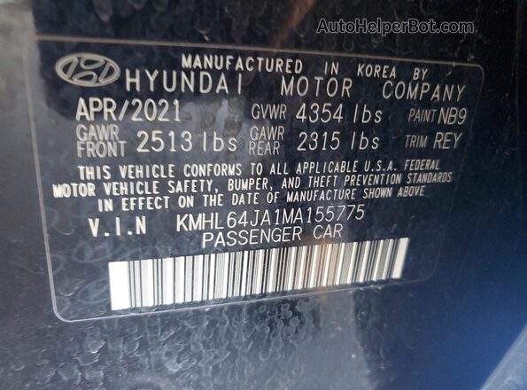KMHL64JA1MA155775 2021 HYUNDAI SONATA Black Widok komory silnika