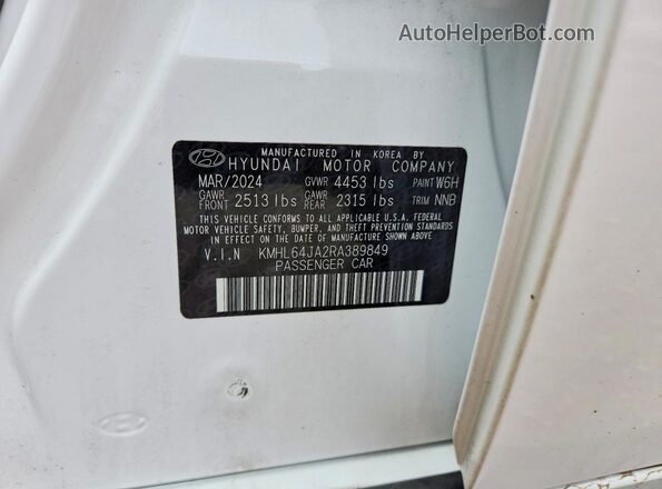 KMHL64JA2RA389849 2024 HYUNDAI SONATA White Vista del compartimento del motor