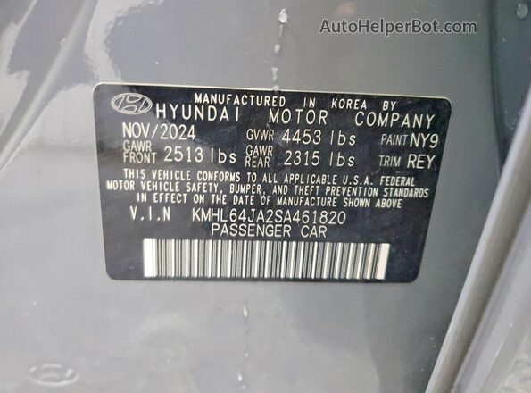 KMHL64JA2SA461820 2025 HYUNDAI SONATA Blue VIN კოდის სტიკერის ხედი