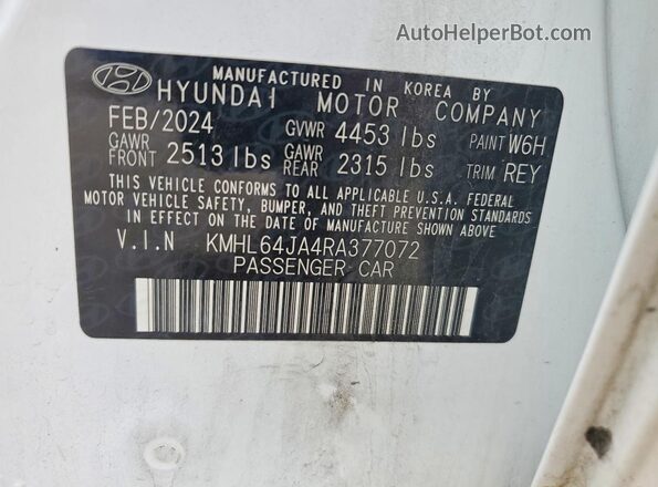 KMHL64JA4RA377072 2024 HYUNDAI SONATA White Engine compartment view