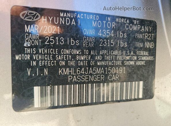 KMHL64JA5MA150191 2021 HYUNDAI SONATA Silver Շարժիչի բաժամունքի տեսք