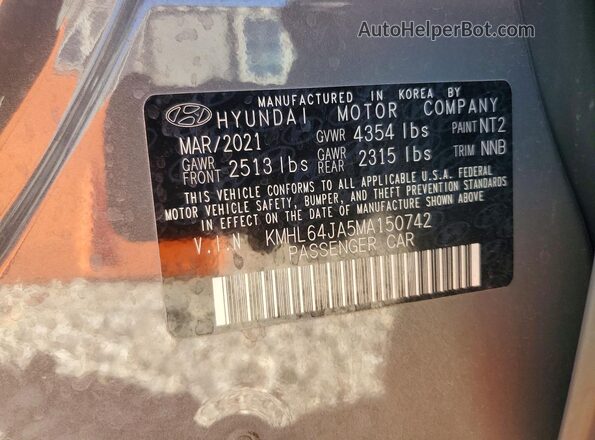 KMHL64JA5MA150742 2021 HYUNDAI SONATA Gray Widok komory silnika