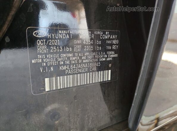 KMHL64JA6NA186845 2022 HYUNDAI SONATA Черный Вид подкапотного пространства