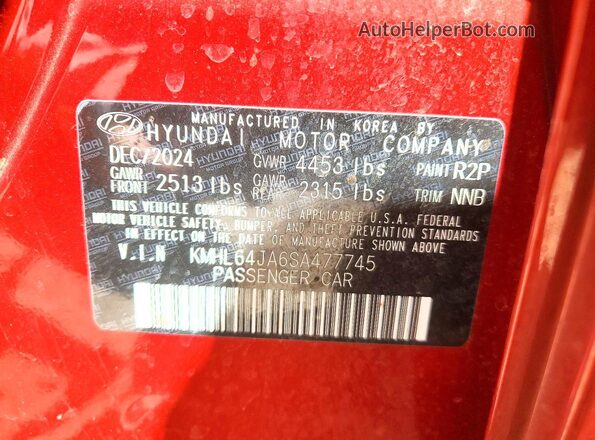 KMHL64JA6SA477745 2025 HYUNDAI SONATA Red ძრავის განყოფილების ხედი