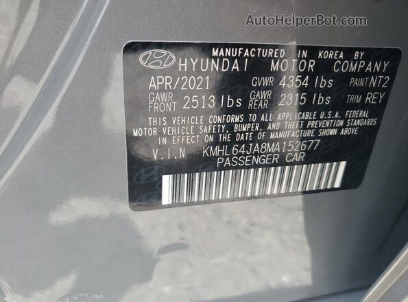 KMHL64JA8MA152677 2021 HYUNDAI SONATA Gray Вид підкапотного простору