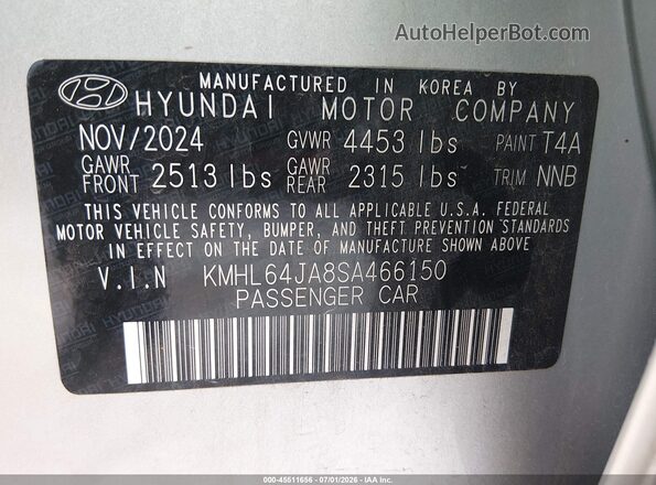 KMHL64JA8SA466150 2025 HYUNDAI SONATA Silver Vista del compartimento del motor