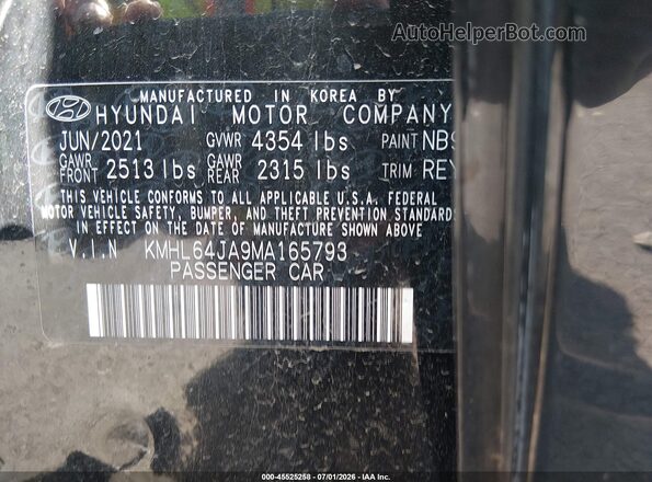 KMHL64JA9MA165793 2021 HYUNDAI SONATA Black Widok komory silnika