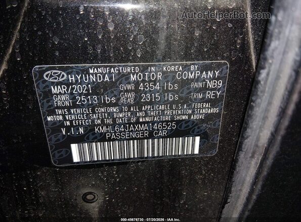 KMHL64JAXMA146525 2021 HYUNDAI SONATA Black Engine compartment view