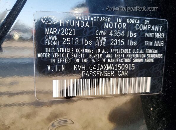 KMHL64JAXMA150915 2021 HYUNDAI SONATA Black Widok komory silnika