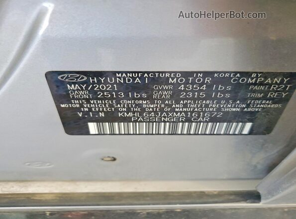KMHL64JAXMA161672 2021 HYUNDAI SONATA Silver Widok komory silnika