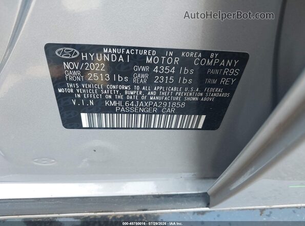 KMHL64JAXPA291858 2023 HYUNDAI SONATA Silver Вид підкапотного простору