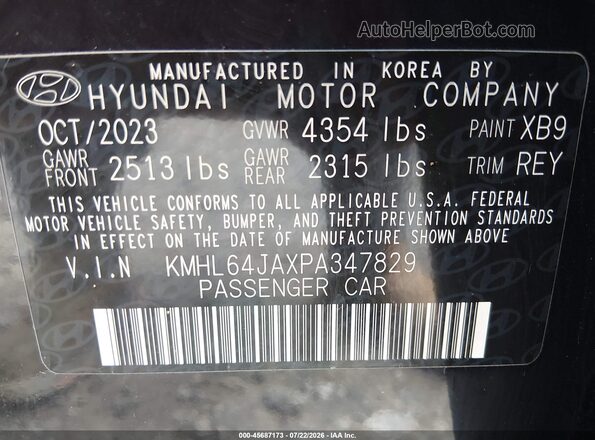 KMHL64JAXPA347829 2023 HYUNDAI SONATA Black Vista del compartimento del motor