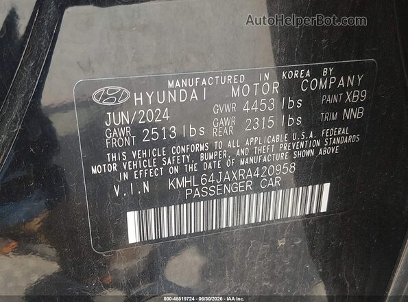 KMHL64JAXRA420958 2024 HYUNDAI SONATA Black Շարժիչի բաժամունքի տեսք