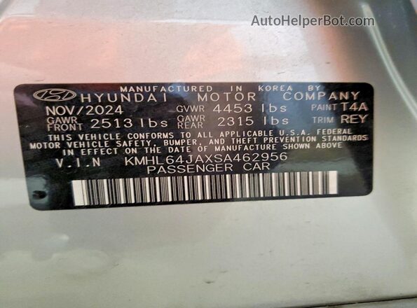 KMHL64JAXSA462956 2025 HYUNDAI SONATA Silver Вид наклейки з VIN-кодом