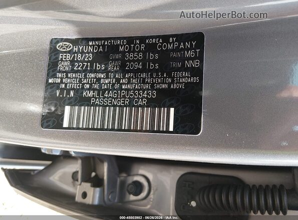 KMHLL4AG1PU533433 2023 HYUNDAI ELANTRA Gray Vista del compartimento del motor