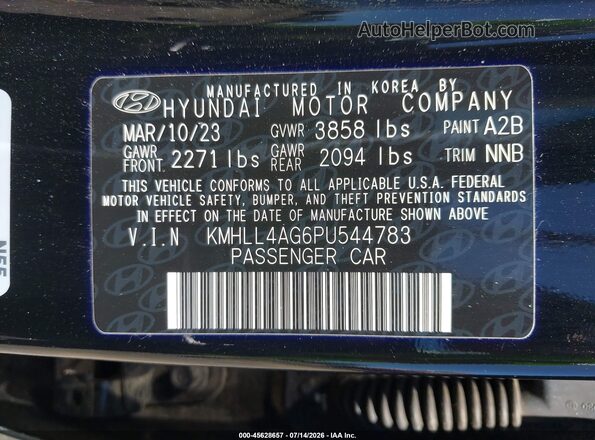 KMHLL4AG6PU544783 2023 HYUNDAI ELANTRA Черный Вид подкапотного пространства