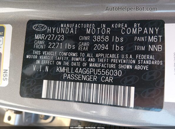 KMHLL4AG6PU556030 2023 HYUNDAI ELANTRA Серый Вид подкапотного пространства