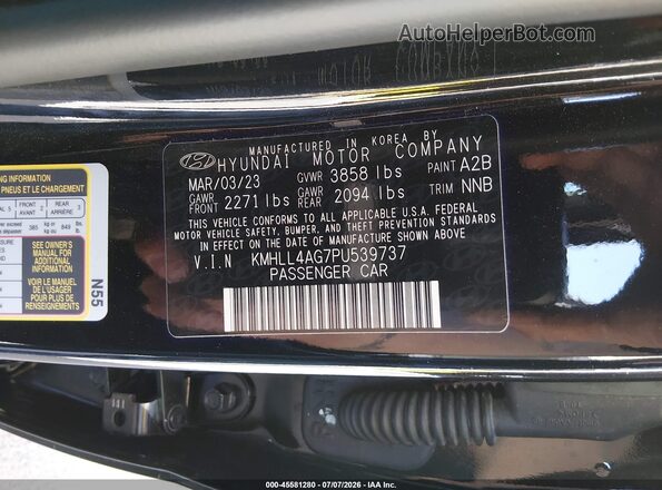KMHLL4AG7PU539737 2023 HYUNDAI ELANTRA Черный Вид подкапотного пространства