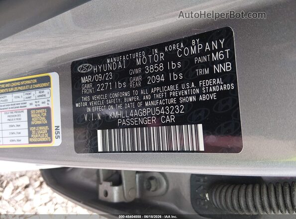 KMHLL4AG8PU543232 2023 HYUNDAI ELANTRA Серебряный Вид подкапотного пространства