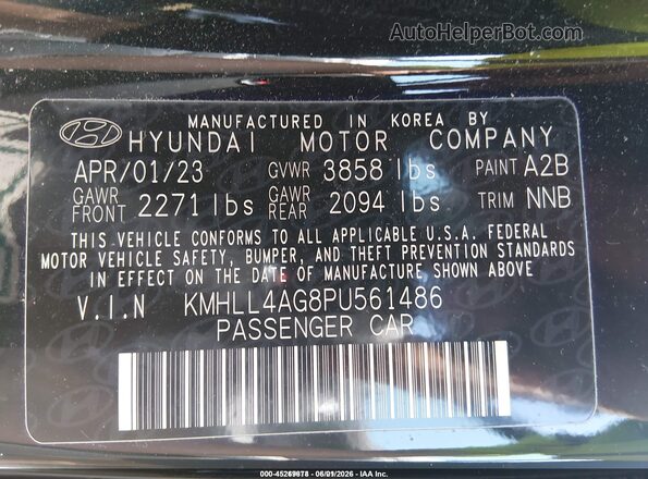 KMHLL4AG8PU561486 2023 HYUNDAI ELANTRA Black Вид підкапотного простору