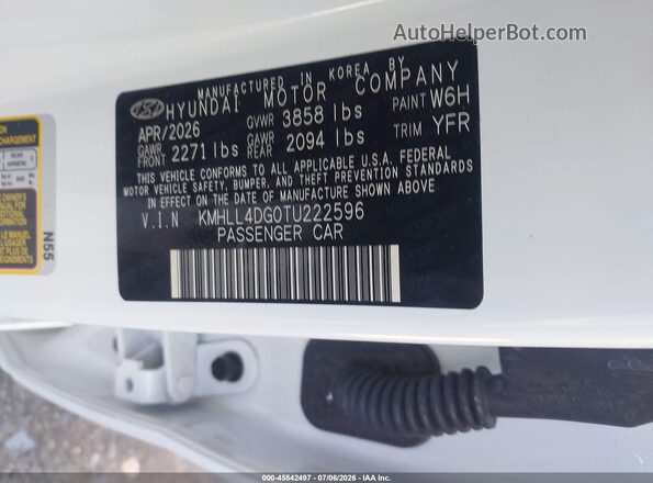 KMHLL4DG0TU222596 2026 HYUNDAI ELANTRA White ძრავის განყოფილების ხედი