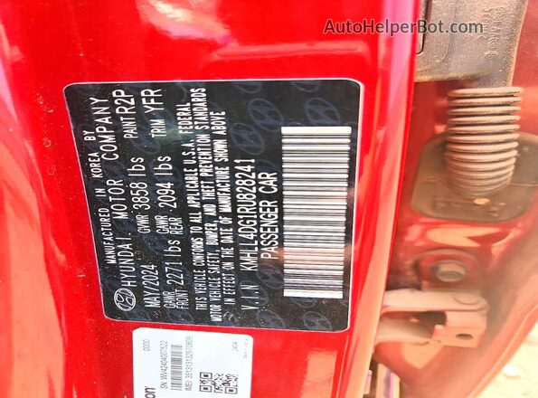 KMHLL4DG1RU828241 2024 HYUNDAI ELANTRA Red Вид наклейки з VIN-кодом