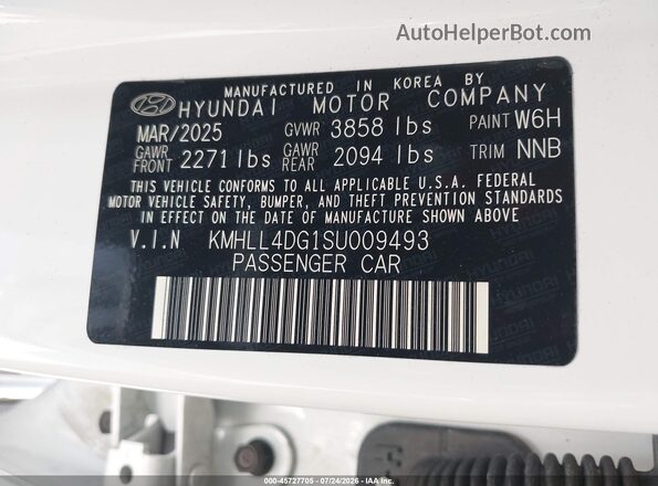 KMHLL4DG1SU009493 2025 HYUNDAI ELANTRA White Вид підкапотного простору