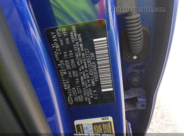 KMHLL4DG1SU853727 2025 HYUNDAI ELANTRA Синий Вид подкапотного пространства