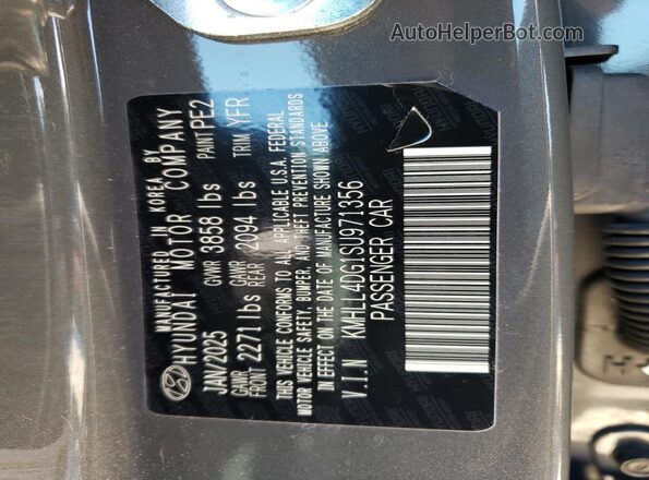 KMHLL4DG1SU971356 2025 HYUNDAI ELANTRA Gray VIN კოდის სტიკერის ხედი