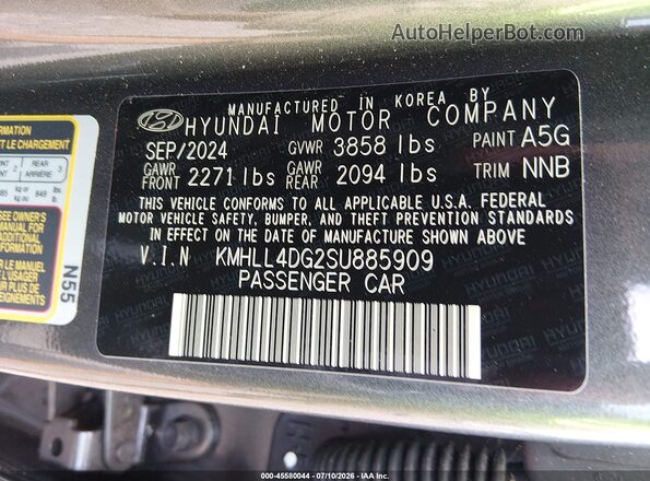 KMHLL4DG2SU885909 2025 HYUNDAI ELANTRA Gray Շարժիչի բաժամունքի տեսք