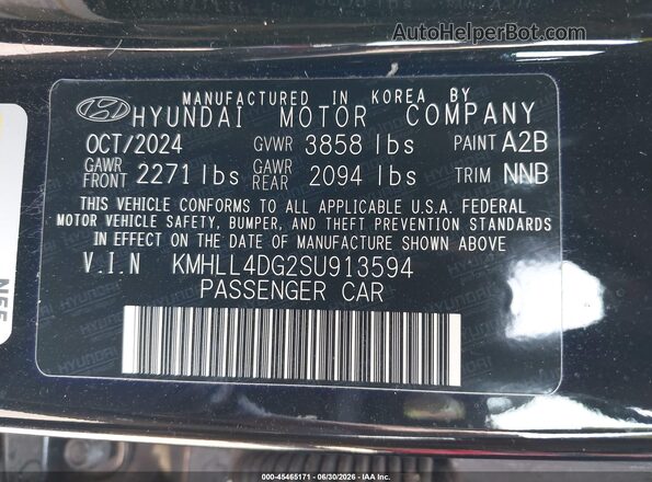 KMHLL4DG2SU913594 2025 HYUNDAI ELANTRA Black Widok komory silnika
