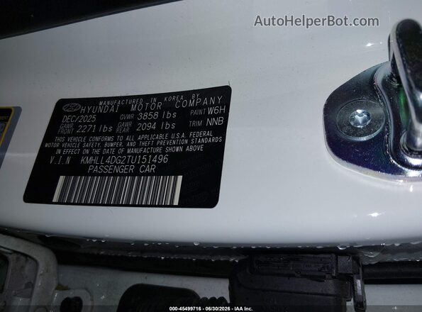 KMHLL4DG2TU151496 2026 HYUNDAI ELANTRA White Engine compartment view