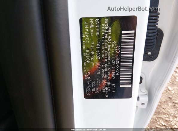 KMHLL4DG2TU172798 2026 HYUNDAI ELANTRA White Engine compartment view