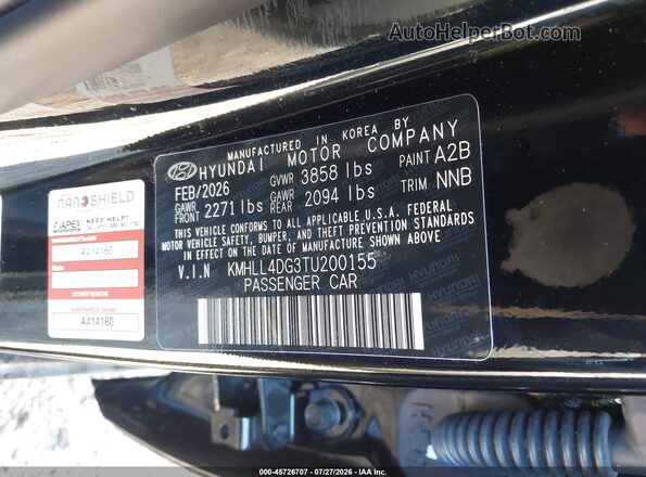 KMHLL4DG3TU200155 2026 HYUNDAI ELANTRA Black Շարժիչի բաժամունքի տեսք