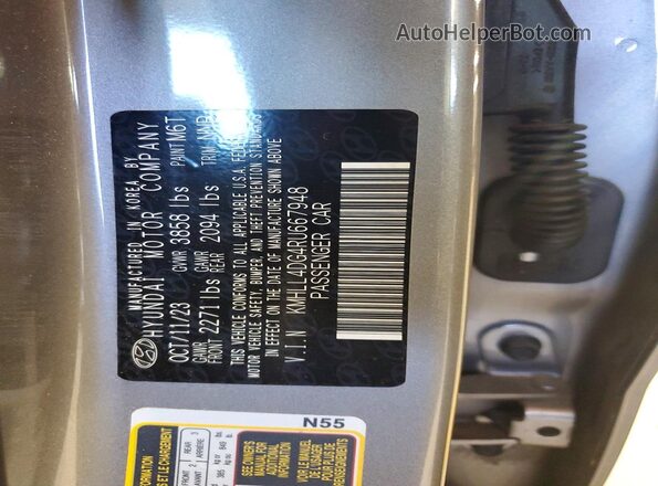 KMHLL4DG4RU667948 2024 HYUNDAI ELANTRA Silver Widok komory silnika