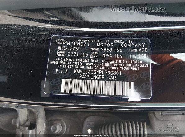 KMHLL4DG4RU790861 2024 HYUNDAI ELANTRA Black Widok komory silnika