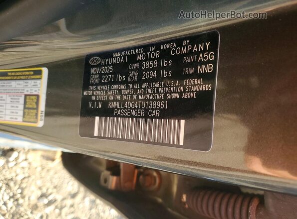 KMHLL4DG4TU138961 2026 HYUNDAI ELANTRA Gray Շարժիչի բաժամունքի տեսք