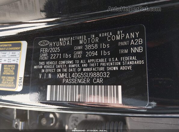 KMHLL4DG5SU988032 2025 HYUNDAI ELANTRA Black ძრავის განყოფილების ხედი