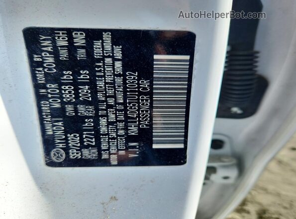 KMHLL4DG5TU110392 2026 HYUNDAI ELANTRA White Вид підкапотного простору
